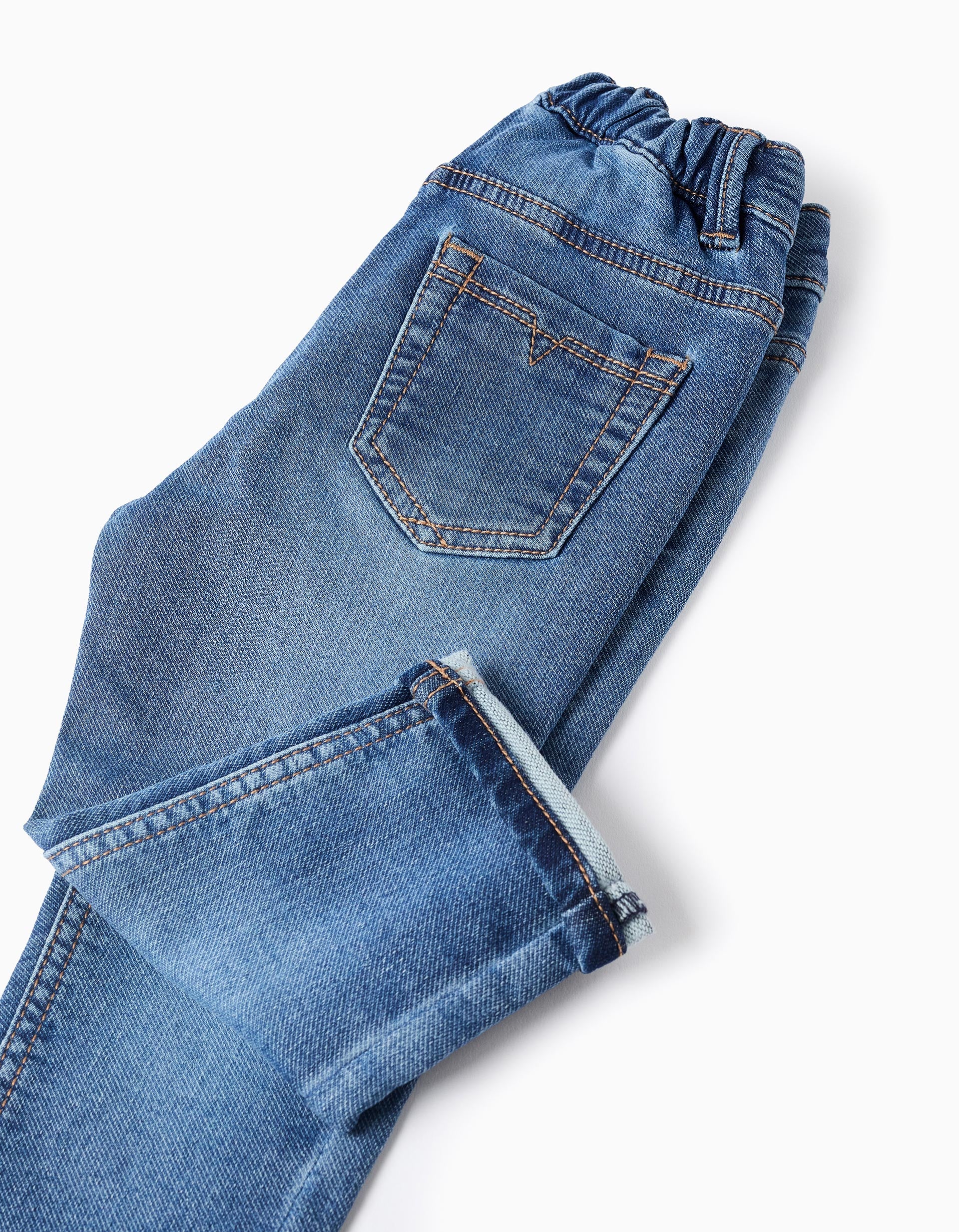 Jeans with folded hem for baby boys, blue