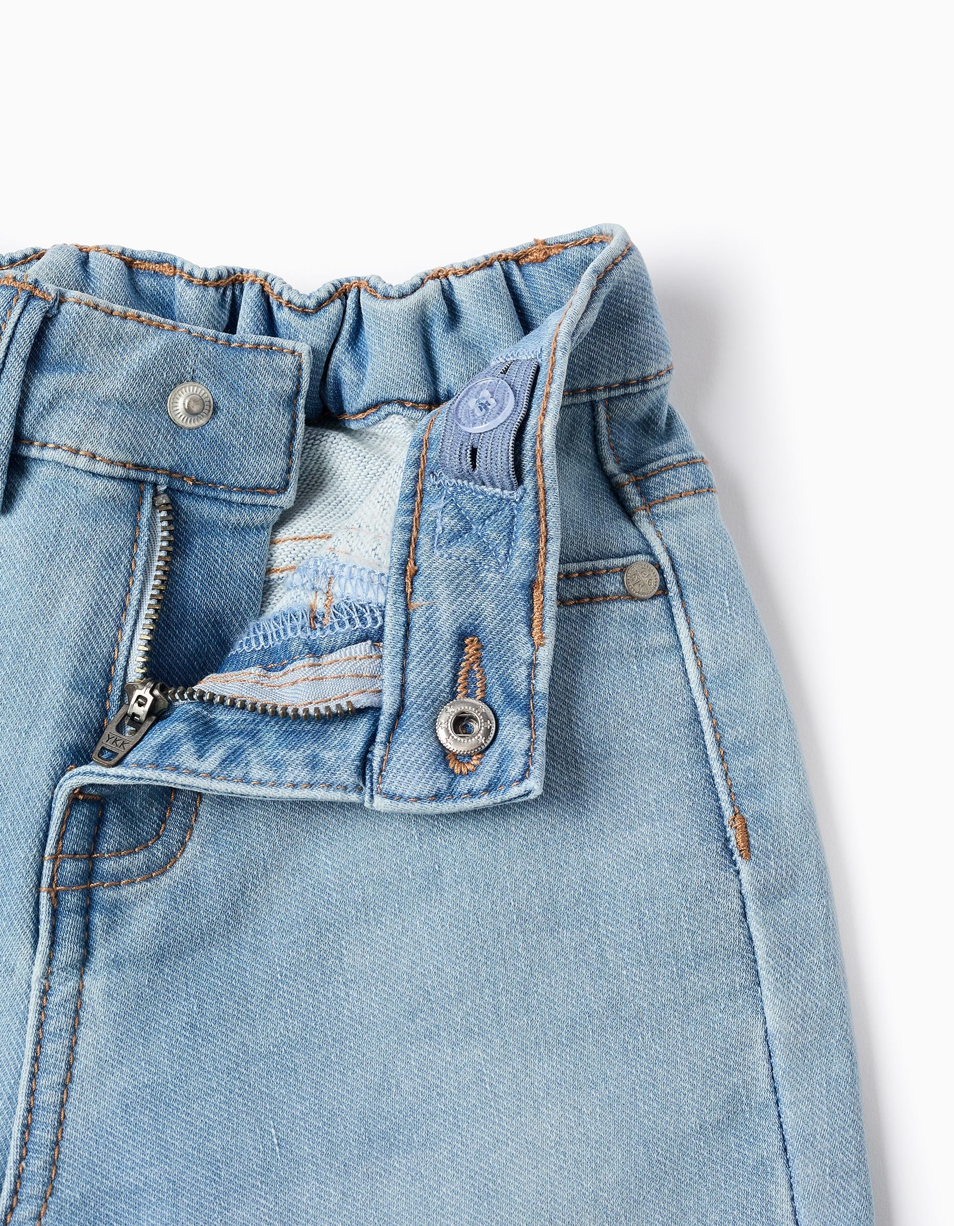 Calças de ganga com bainha dobrada para bebé menino, azul-claro