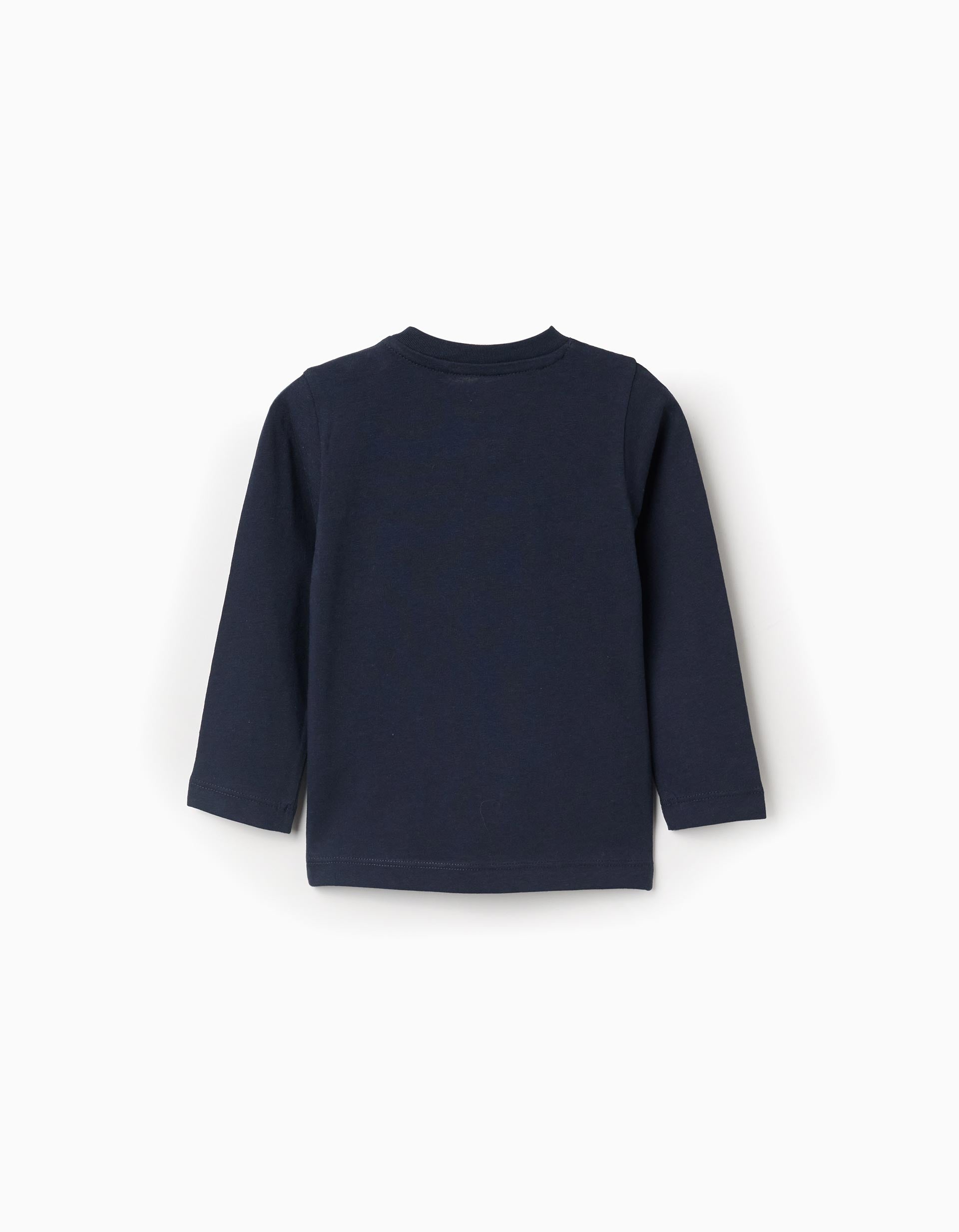 Long sleeve cotton T-shirt 'fair isle' for baby boys, dark blue