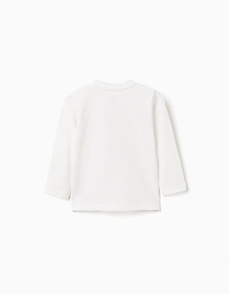 T-shirt de algodão 'bird observatory' para bebé menino, branco