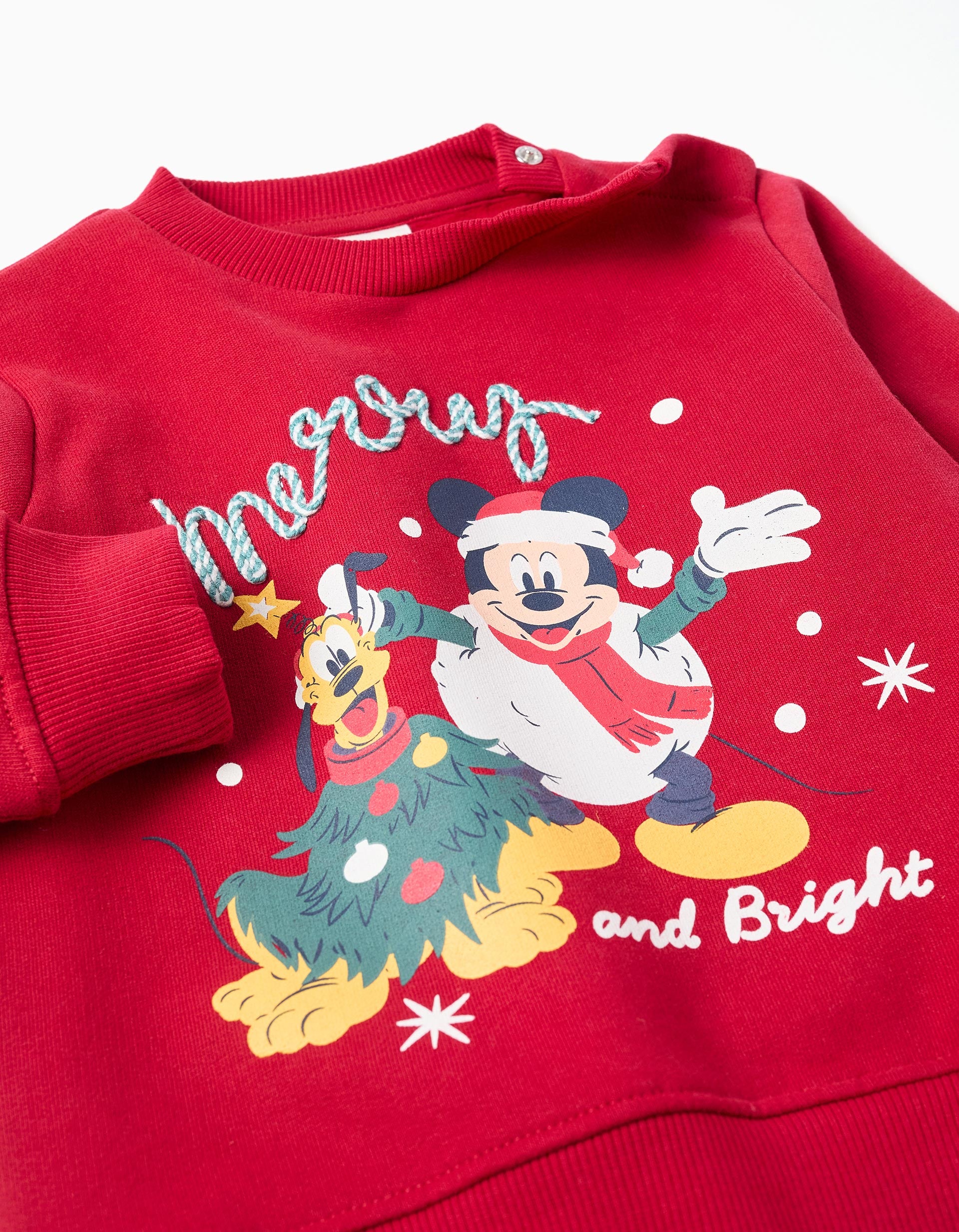 Christmas Brushed Sweatshirt for Baby Boys 'Mickey and Pluto', Red