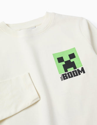 T-Shirt à Manches Longues pour Garçon 'Minecraft', Blanc