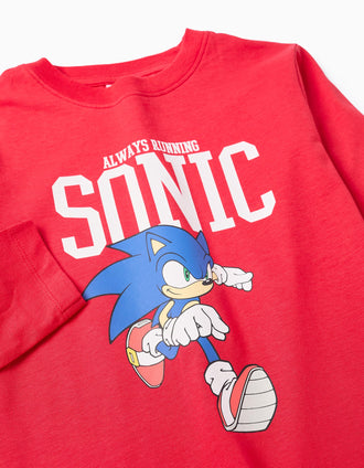 Long Sleeve Cotton T-shirt for Boys 'Sonic', Red