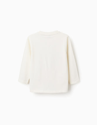 Long Sleeve Cotton T-shirt for Boys 'Sonic', White