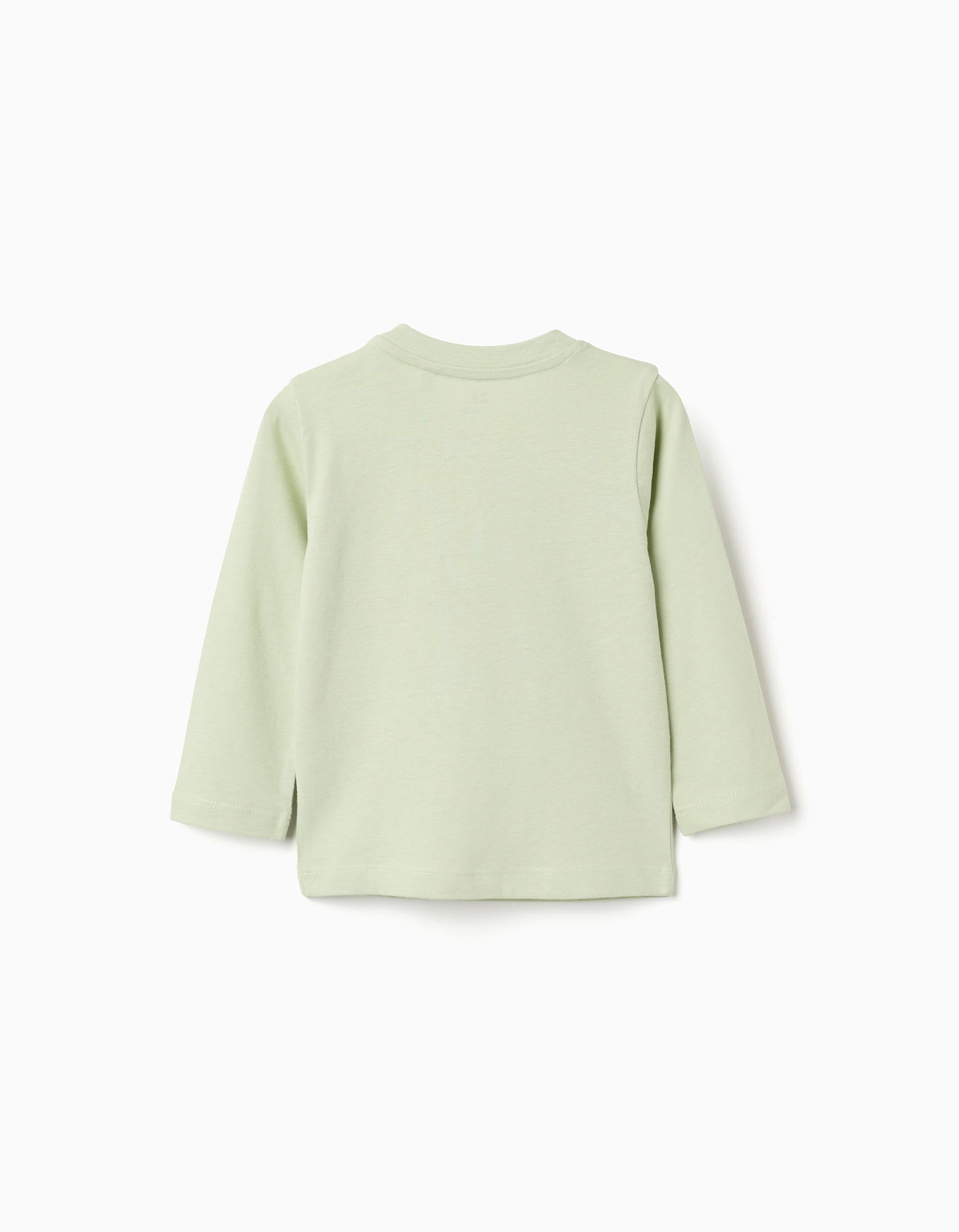 Long sleeve cotton T-shirt 'birds' for baby boys, light green