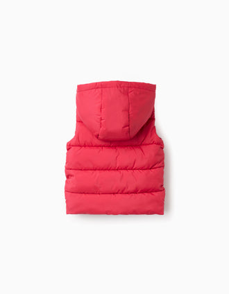 Colete Acolchoado com Capuz para Bebé Menino, Vermelho