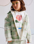 Flannel jacket with sherpa lining for girls, light green