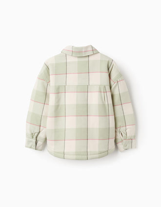 Veste en flanelle avec intérieur en sherpa pour fille, vert clair