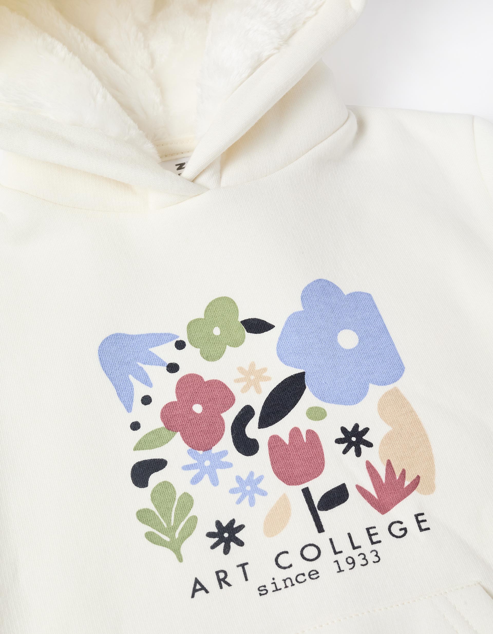 Brushed hoodie with print leggings set for girls, white/dark