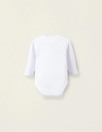 Pack de 4 Bodies Perchados de Algodón para Recién Nacido y Bebé, Blanco