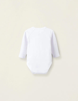 Pack de 4 Bodies Perchados de Algodón para Recién Nacido y Bebé, Blanco