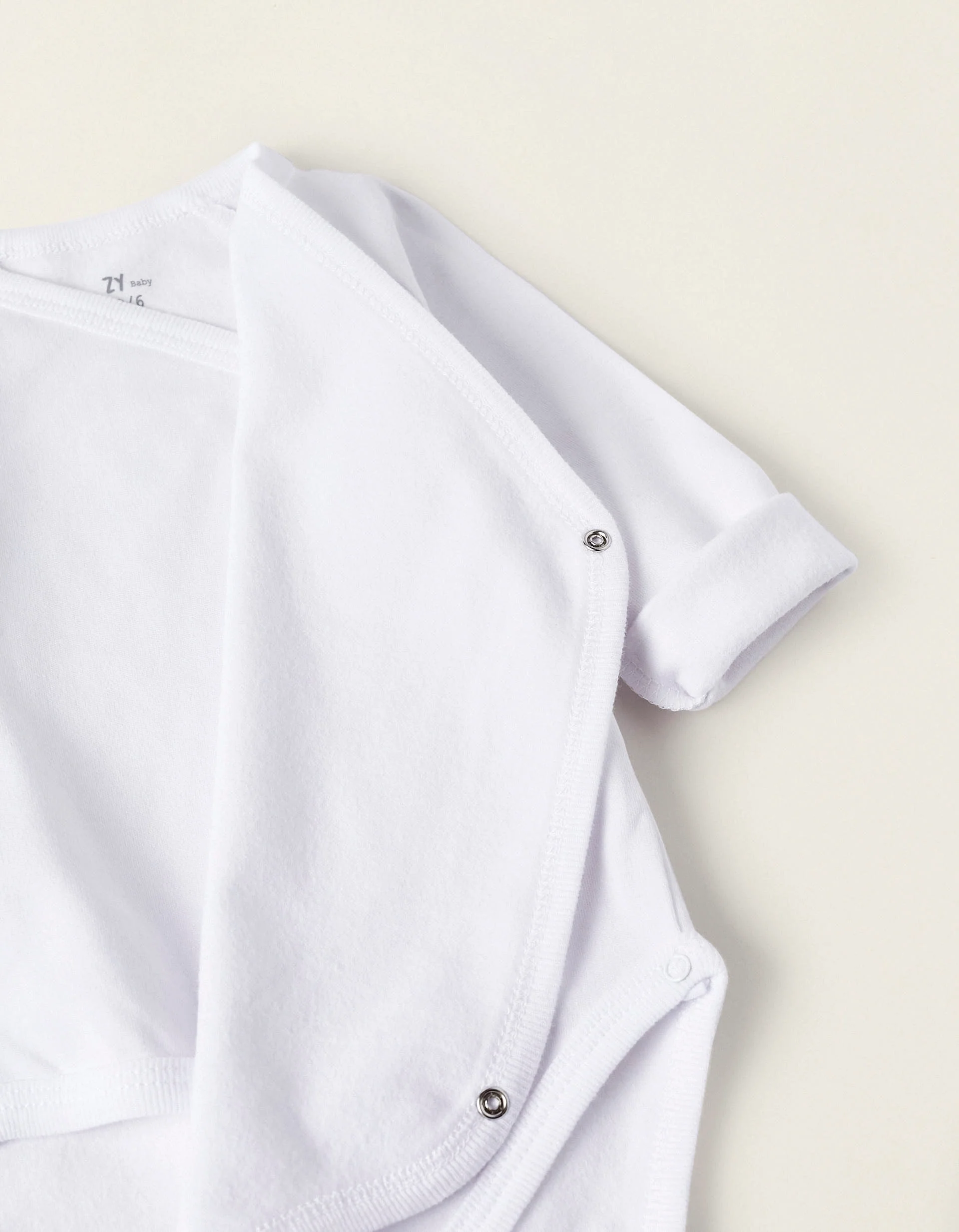 Pack de 4 Bodies Cardados de Algodão para Recém-Nascido e Bebé, Branco