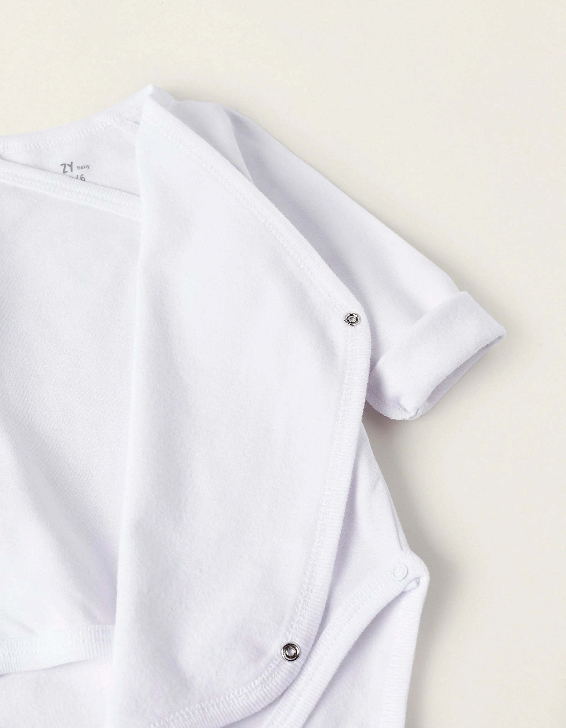 Pack de 4 Bodies Cardados de Algodão para Recém-Nascido e Bebé, Branco