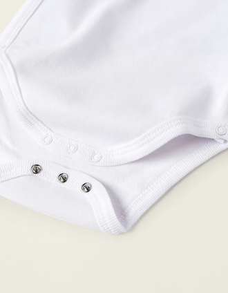 Pack de 4 Bodies Perchados de Algodón para Recién Nacido y Bebé, Blanco