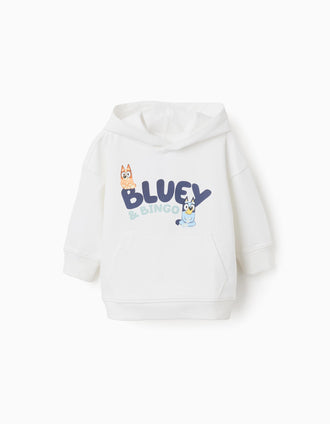 Sweat de Algodão com Capuz para Bebé 'Bluey & Bingo', Branco