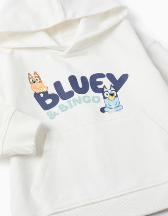 Sweat de Algodão com Capuz para Bebé 'Bluey & Bingo', Branco