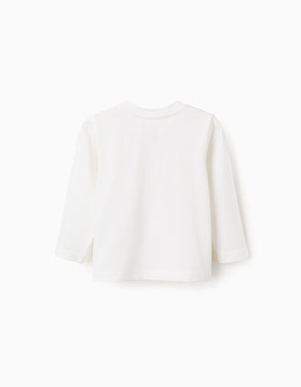 T-shirt de Manga Comprida para Bebé Menino 'Mini Concierge', Branco