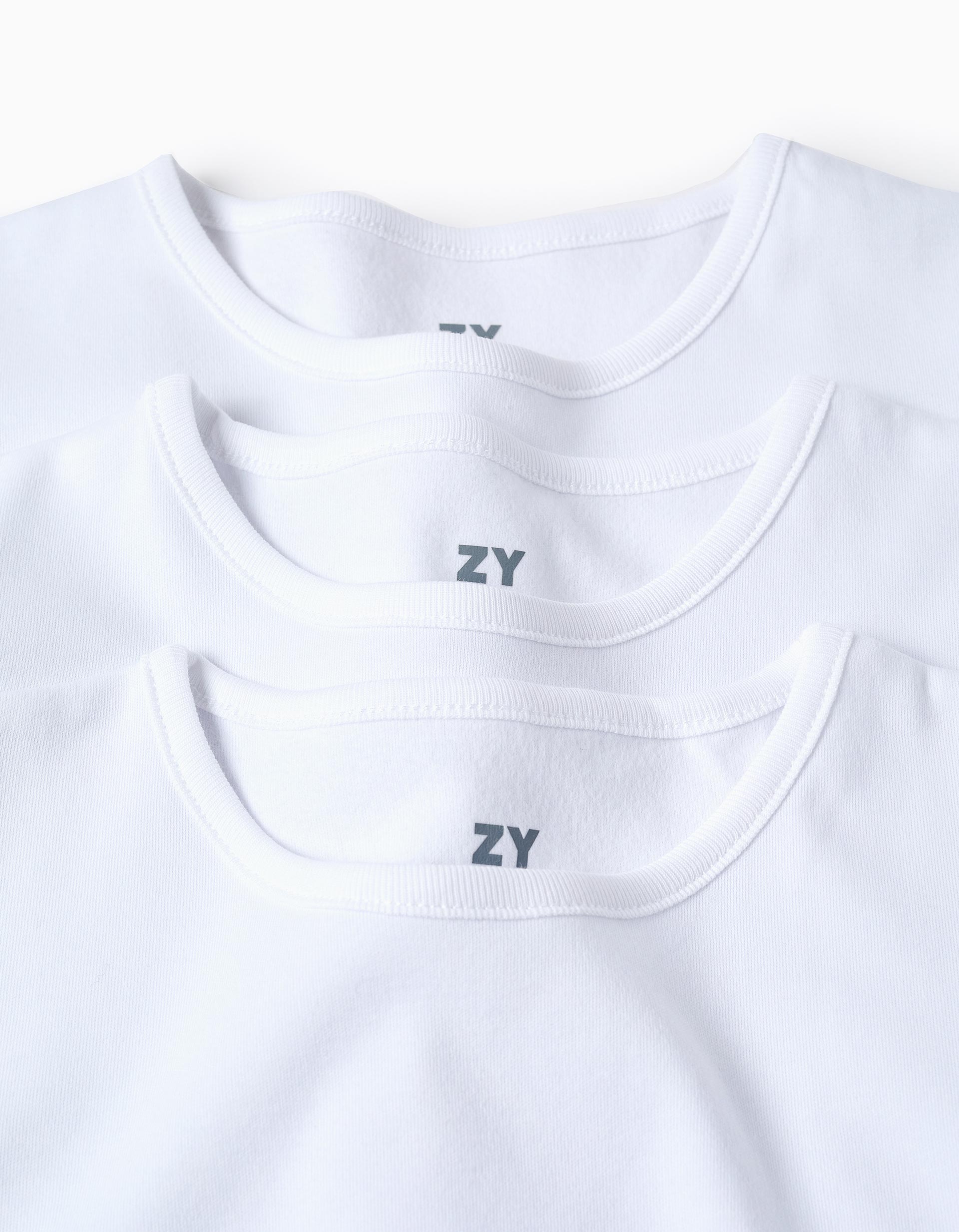 Pack of 3 Extra Warm Long Sleeve Vests for Boys, White