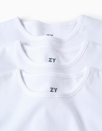 Pack of 3 Extra Warm Long Sleeve Vests for Boys, White