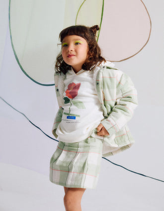 Falda-Pantalón de Franela con Cuadros para Niña, Verde