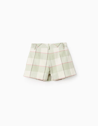 Falda-Pantalón de Franela con Cuadros para Niña, Verde