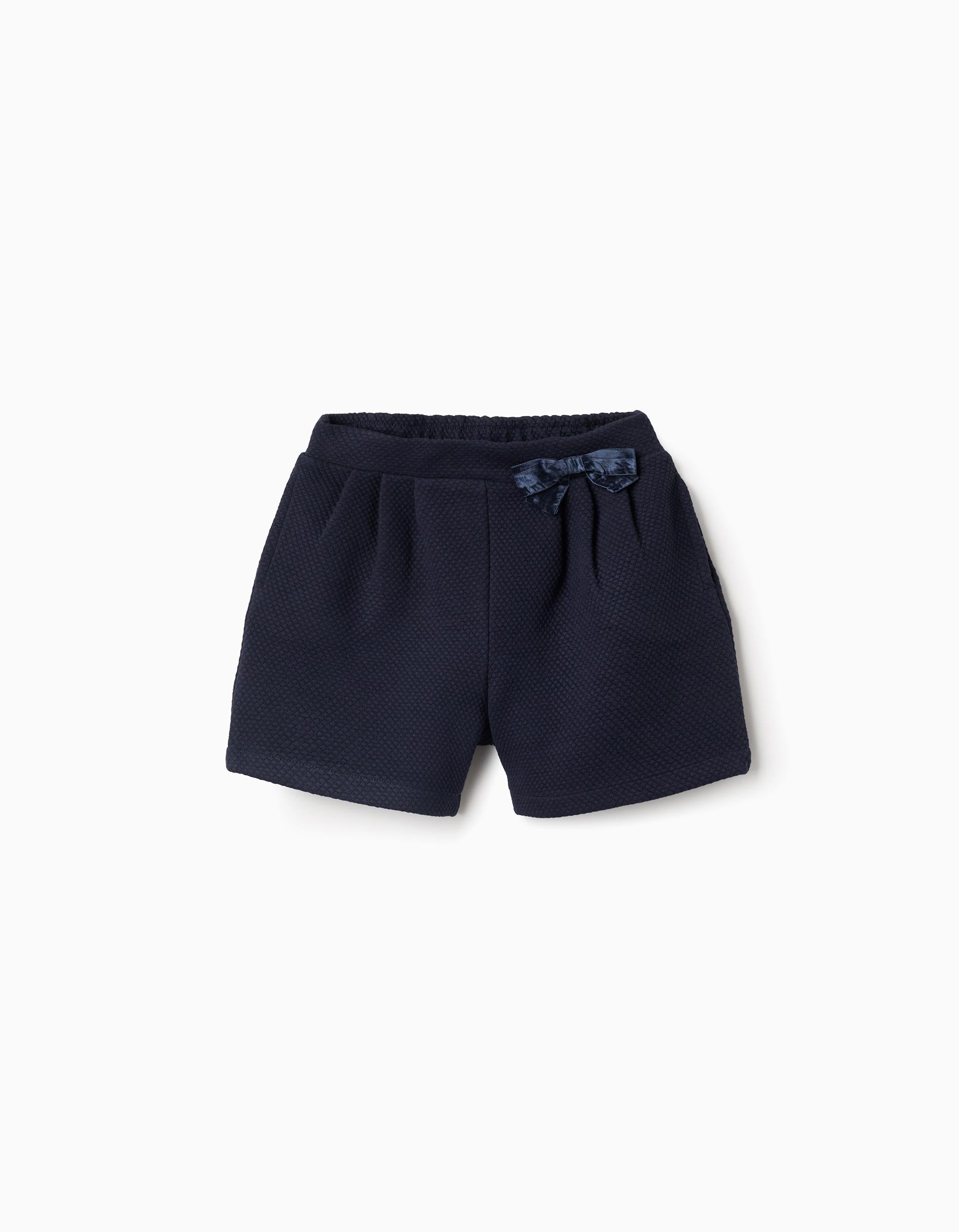 Textured Shorts for Girls, Dark Blue