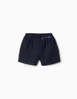 Pantalón Corto con Textura para Niña, Azul Oscuro