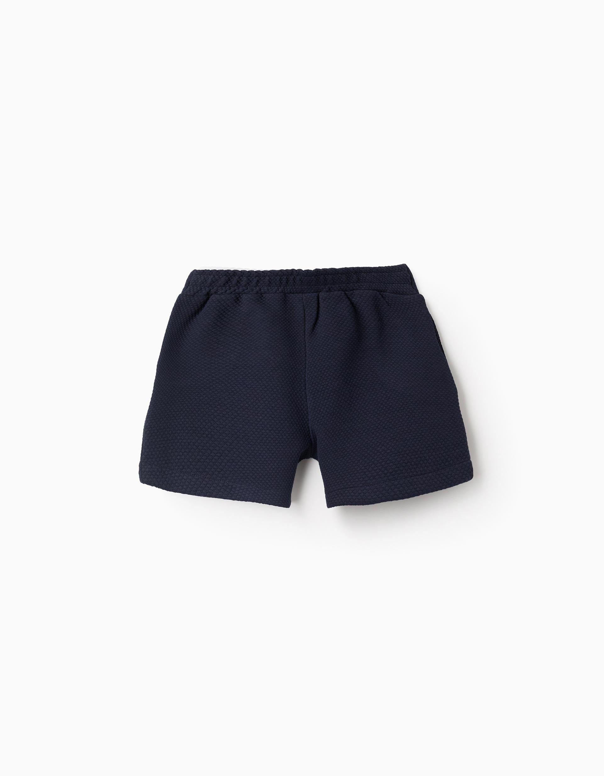 Textured Shorts for Girls, Dark Blue
