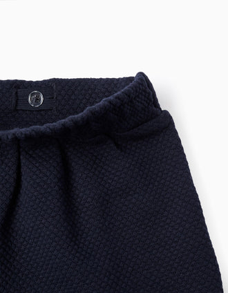 Pantalón Corto con Textura para Niña, Azul Oscuro
