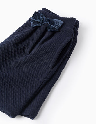 Pantalón Corto con Textura para Niña, Azul Oscuro