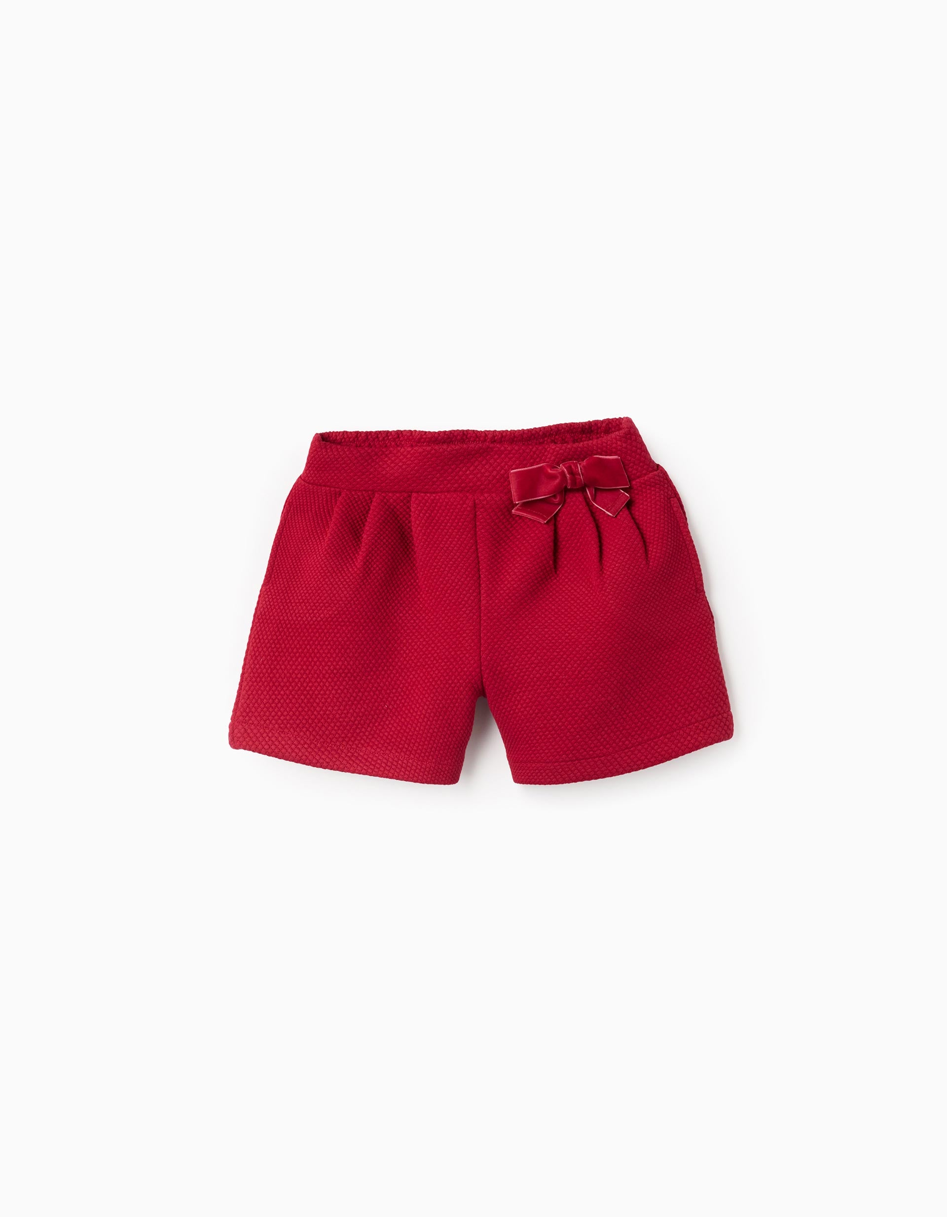 Textured Shorts for Girls, Red