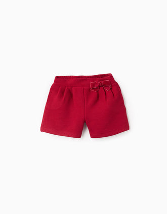 Pantalón Corto con Textura para Niña, Rojo