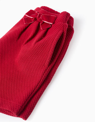 Pantalón Corto con Textura para Niña, Rojo