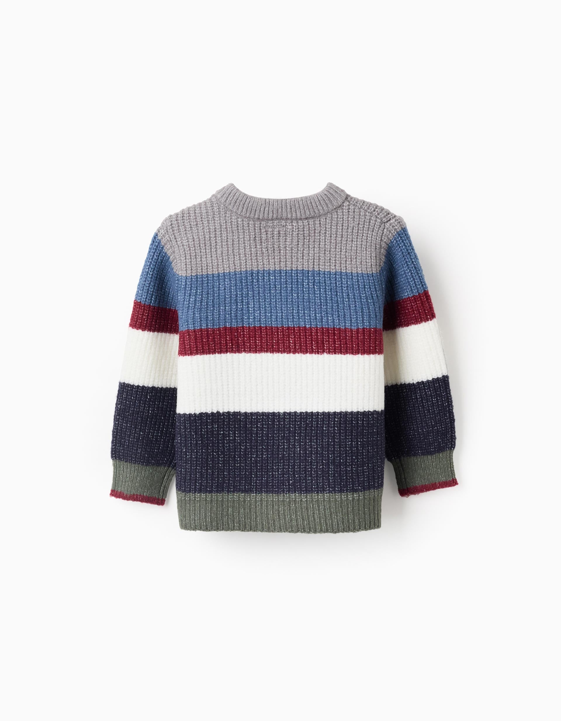 Striped Knitted Jumper with Buttons for Baby Boys, Multicolour
