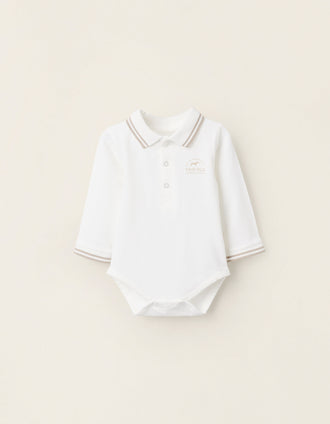 Body-Polo para Recém-Nascido 'Fair Isle', Branco/Bege