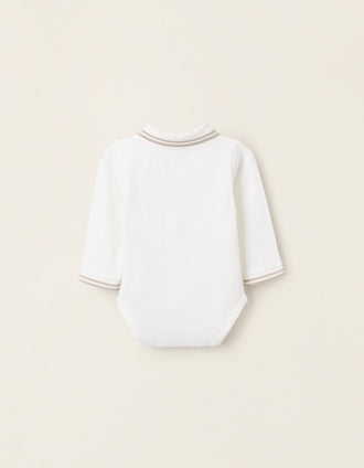Body-Polo para Recém-Nascido 'Fair Isle', Branco/Bege