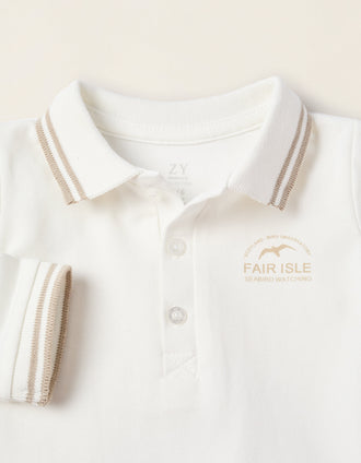 Body-Polo para Recém-Nascido 'Fair Isle', Branco/Bege