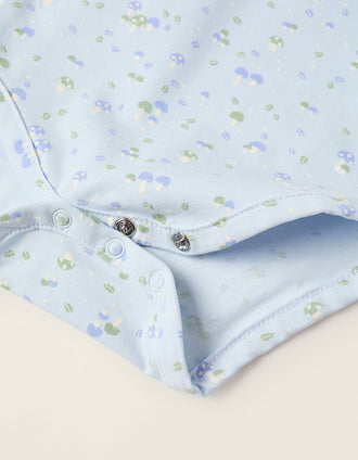 Mushroom Print Bodysuit for Newborns, Blue