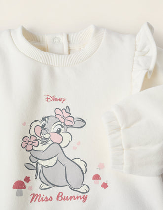 Brushed Sweatshirt + Trousers for Newborns 'Miss Bunny', White/Pink