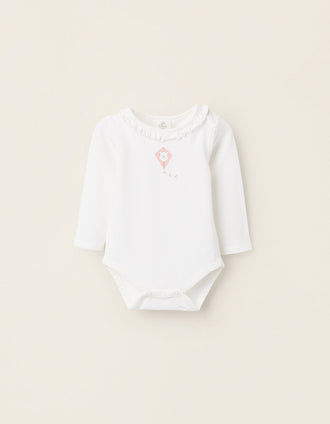 Bodysuit with Ruffle Collar for Newborn Girls 'Winnie the Pooh', White