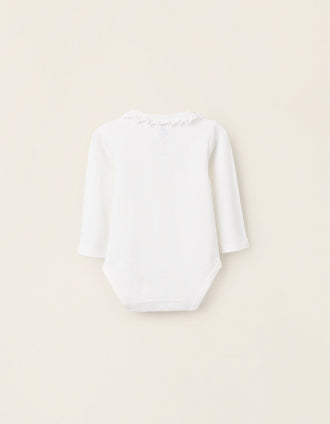 Bodysuit with Ruffle Collar for Newborn Girls 'Winnie the Pooh', White