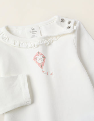 Bodysuit with Ruffle Collar for Newborn Girls 'Winnie the Pooh', White