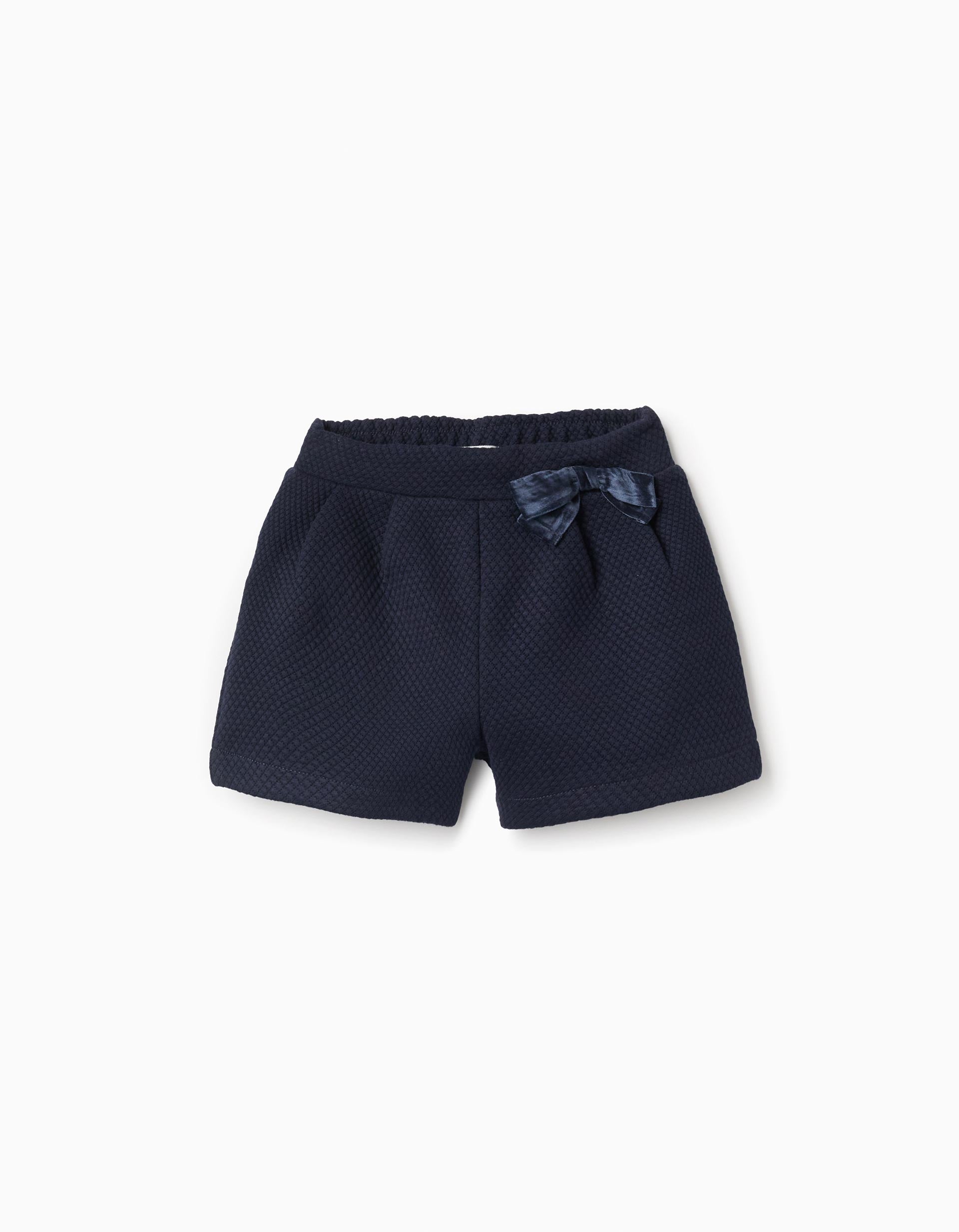 Textured Shorts for Baby Girls, Dark Blue