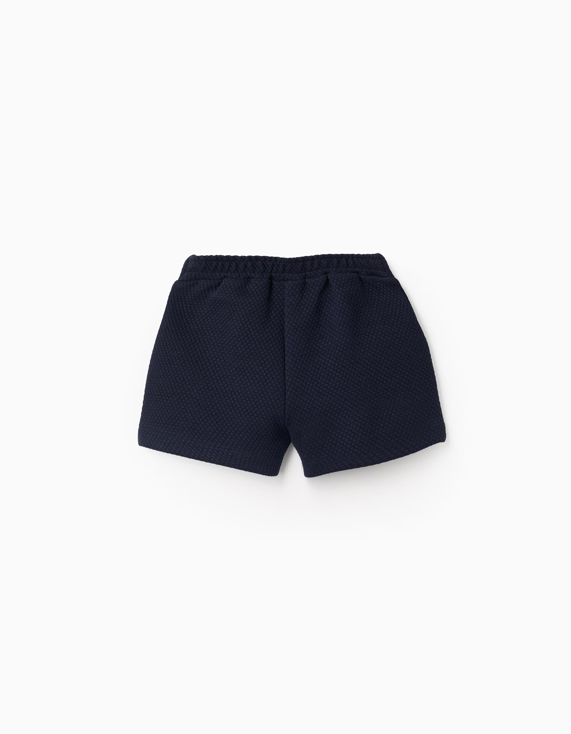 Textured Shorts for Baby Girls, Dark Blue