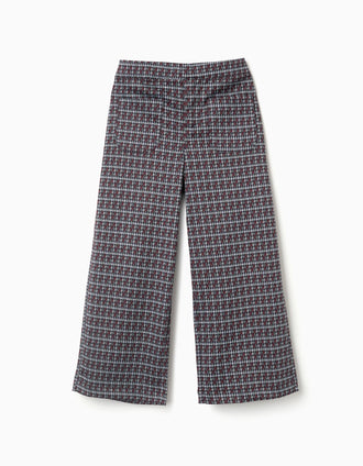 Pantalón con estampado pata de gallo para niña, multicolor