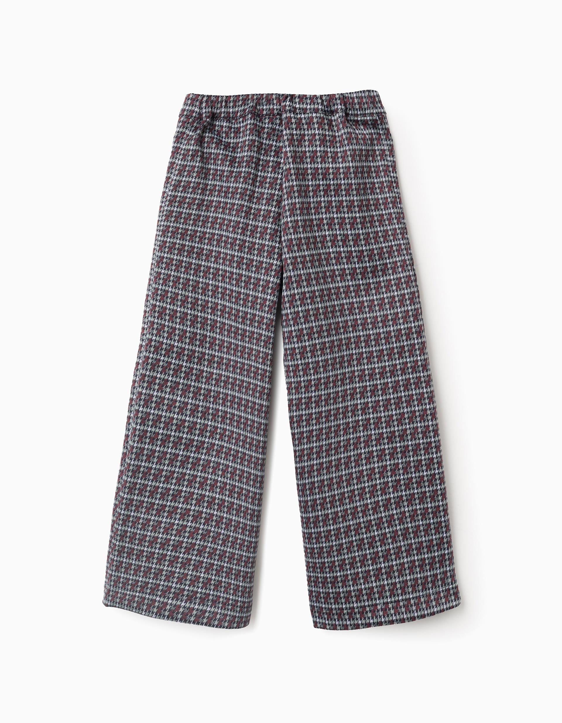 Trousers with houndstooth check for girls, multicolour