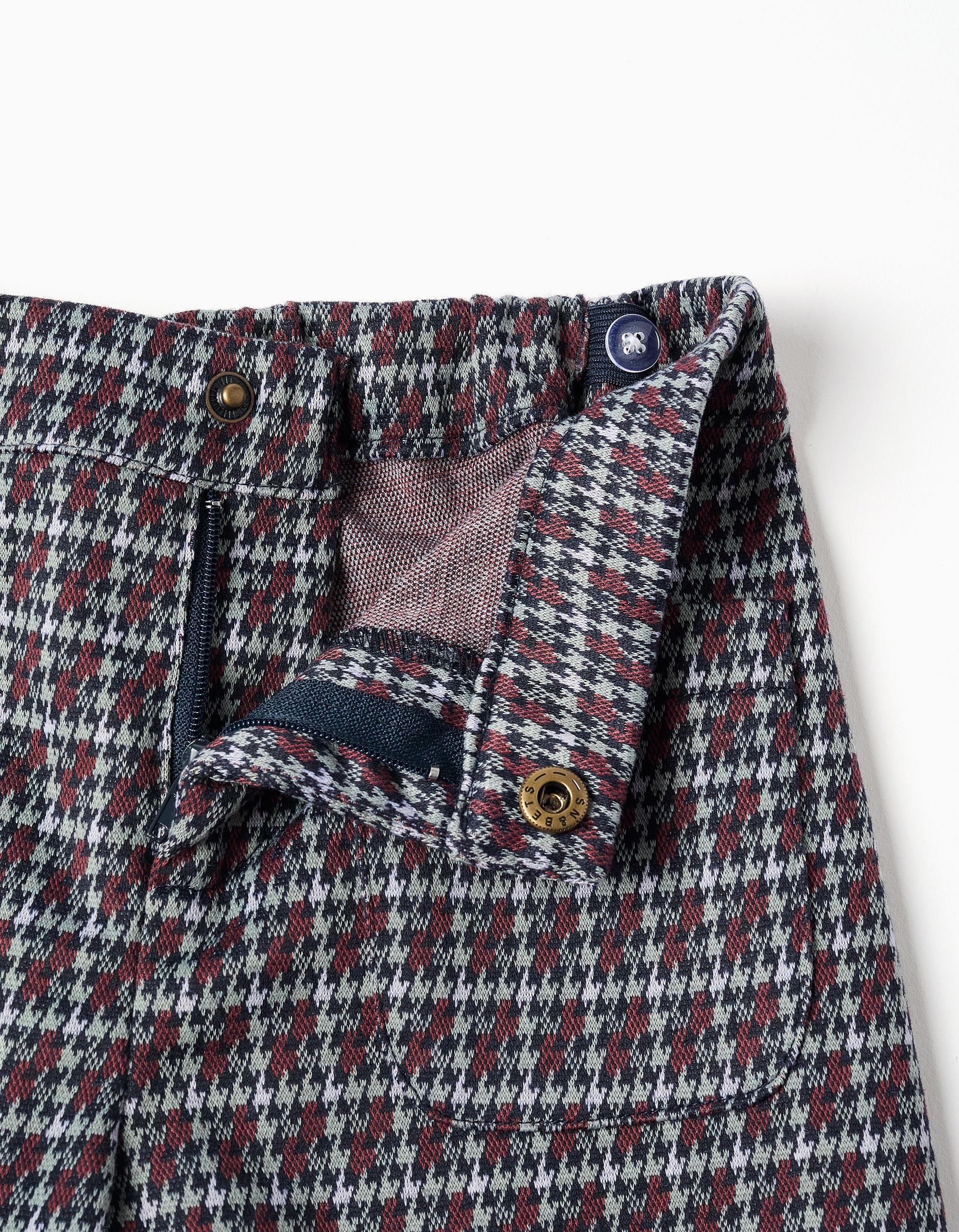 Trousers with houndstooth check for girls, multicolour