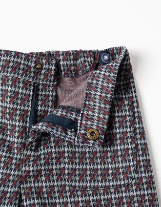 Pantalón con estampado pata de gallo para niña, multicolor