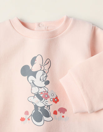 Brushed Sweatshirt + Trousers for Newborns 'Minnie', Pink