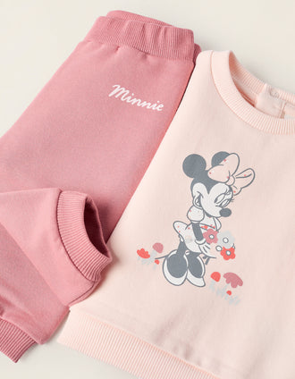 Brushed Sweatshirt + Trousers for Newborns 'Minnie', Pink